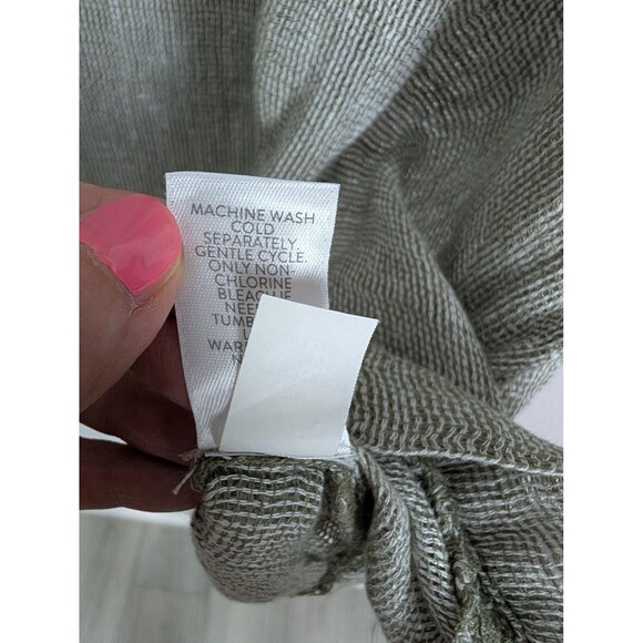 Pure Jill Green Linen Three Quarter Sleeve Top Medium - Picture 6 of 8